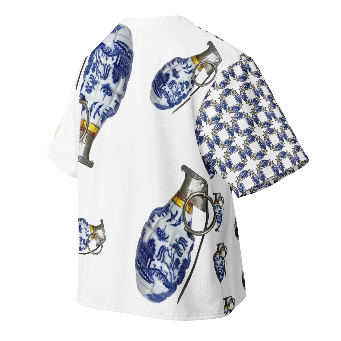 Willow Pattern Grenades Oversized Cotton T-Shirt. - rubberchicken.studio